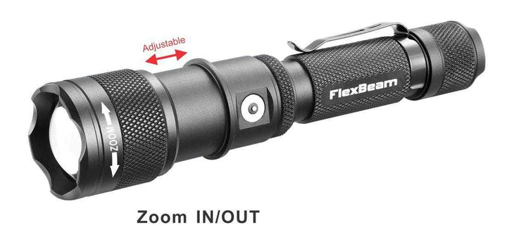 FlexBeam- 1200 Lumen Adjustable Beam Rechargeable Flashlight-Pre-Order Now! Expected In Stock Oct 1st -New Release Limited Quanities - Powertac